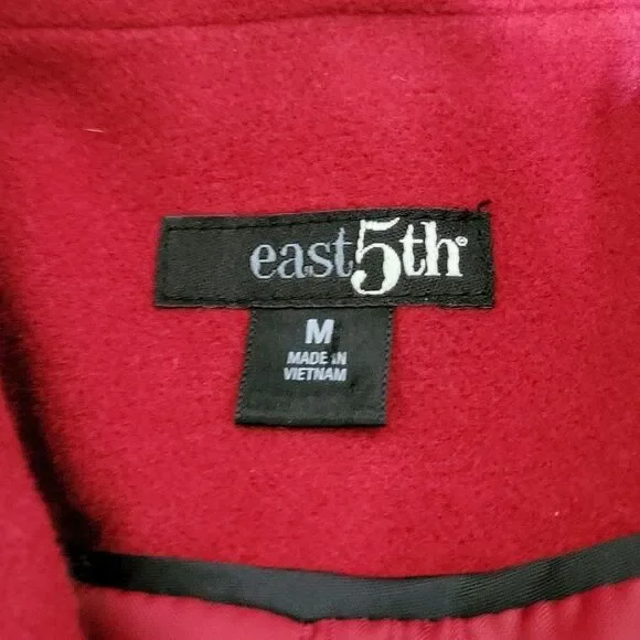 EAST 5TH Red Wool Coat Medium - Picture 8 of 8